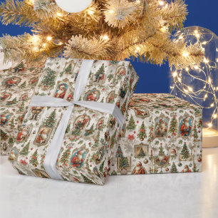 Antique Christmas Ephemera Retro Santa Vintage Wrapping Paper