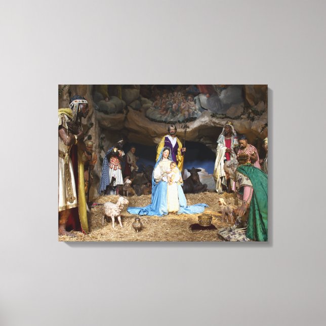 Antique Christmas Nativity Scene Canvas Print (Front)