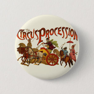 Antique Circus Parade Clowns Horses 2 Inch Round Button