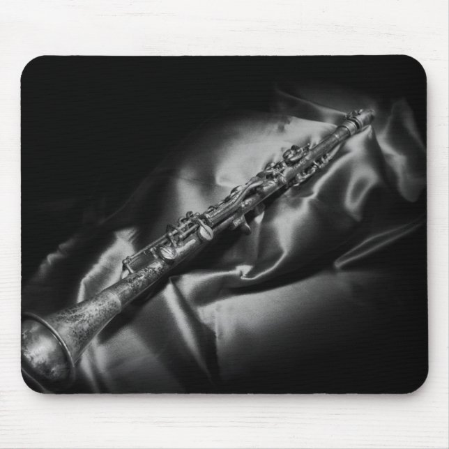 Antique clarinet still life, B&W Mouse Pad (Front)