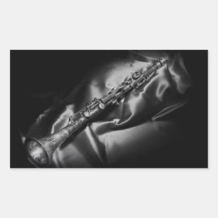 Antique clarinet still life, B&W Sticker