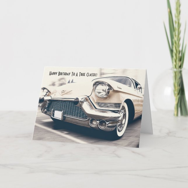 Antique Classic Car Fan Birthday Card (Front)