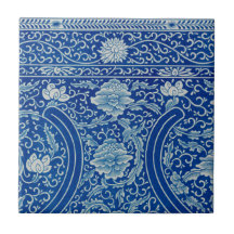 Antique Classic Chinese Floral Cobalt Blue Pattern