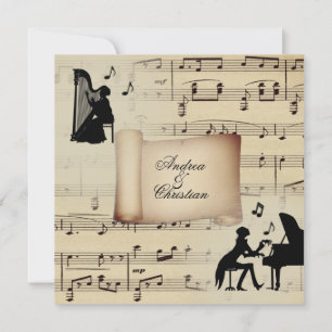 Antique Classical Music Theme Wedding Invitation