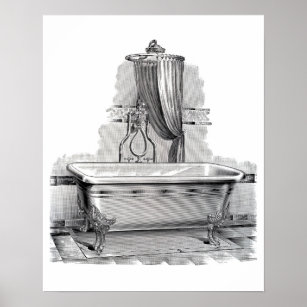 Antique Claw Feet Bathtub with Shower Poster