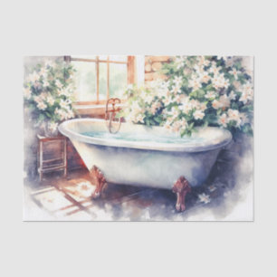 Antique Clawfoot Tub Jasmine Bathtub Decoupage Tissue Paper