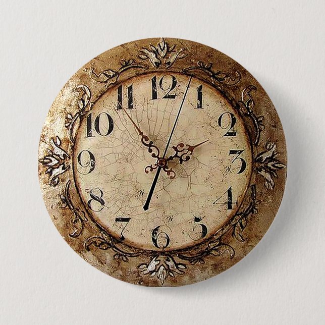 Antique Clock 3 Inch Round Button (Front)