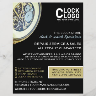 Antique Clock, Horologist Advertising Flyer