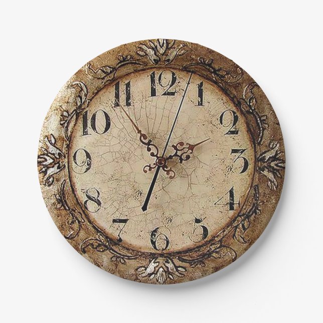 Antique Clock Paper Plate (Front)