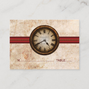 Antique Clock Place Card, Red Place Card
