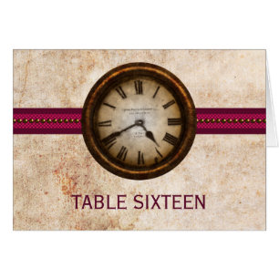 Antique Clock Table Number Card, Fuchsia