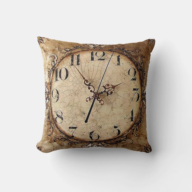 Antique Clock Throw Pillow (Front)