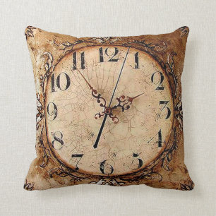 Antique Clock Throw Pillow