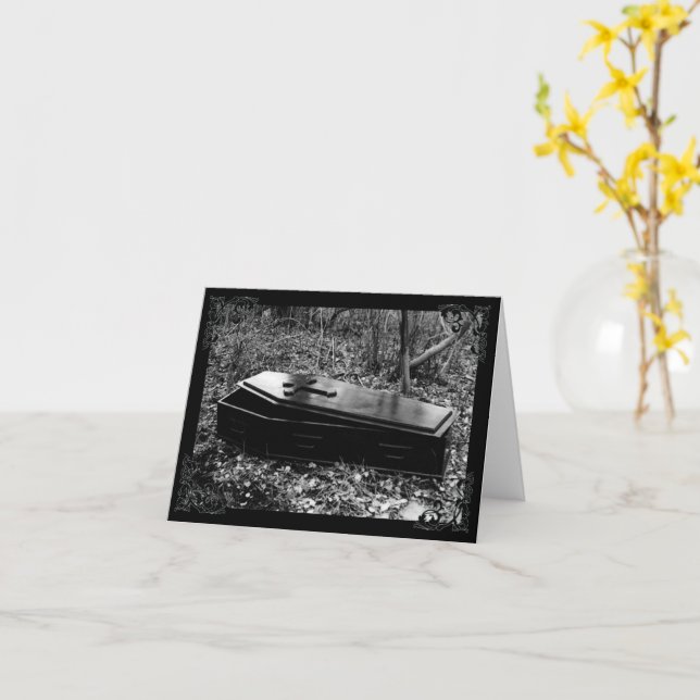 Antique Coffin Gothic Victorian Note Card (Yellow Flower)