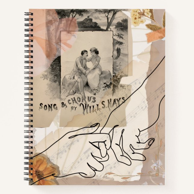 Antique Collage Romantic Floral Ephemera Notebook (Front)