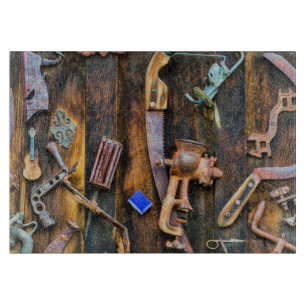 Antique collection on wall cutting board