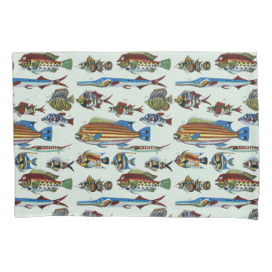 Antique Colorful Exotic Fish Natural History Print Pillowcase