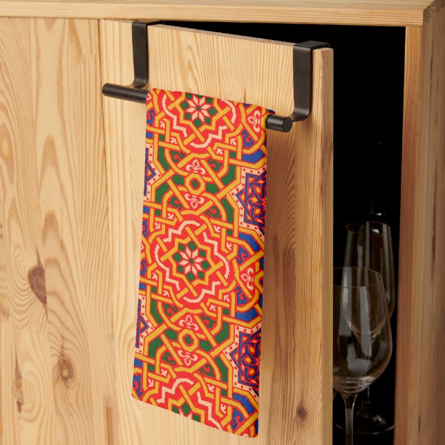 Antique Colourful Carpet Print Kitchen Towel (Thirds Fold)