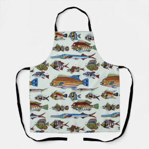 Antique Colourful Exotic Fish Natural History Prin Apron
