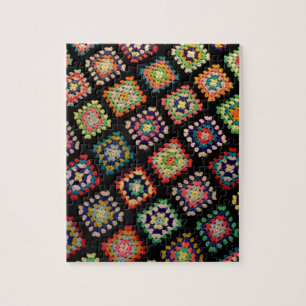 Antique Colourful Granny Squares Classic Pattern Jigsaw Puzzle