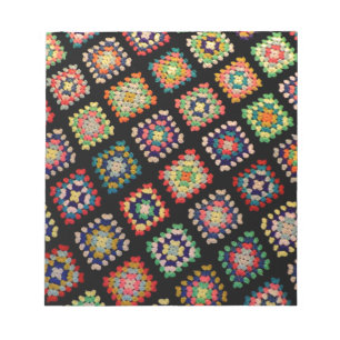 Antique Colourful Granny Squares Classic Pattern Notepad