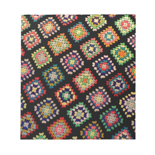 Antique Colourful Granny Squares Classic Pattern Notepad (Front)