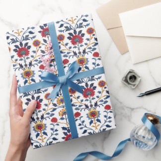 Antique Colourful Indian Floral Motif Pattern Wrapping Paper