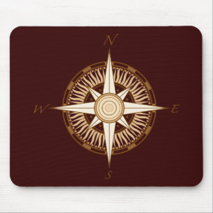 Antique Compass Brown Mousepad