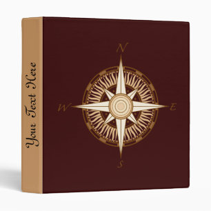 Antique Compass Chocolate Brown Binder