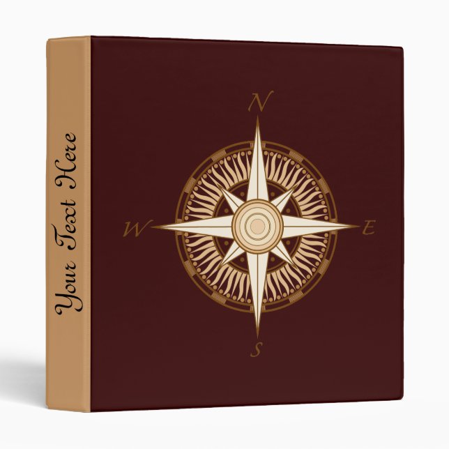 Antique Compass Chocolate Brown Binder (Front/Spine)