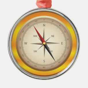 Antique compass metal ornament