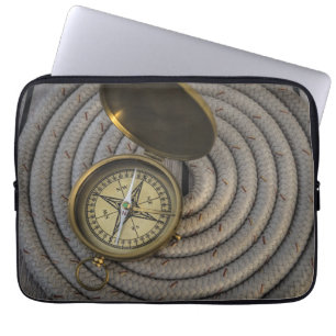Antique Compass On Sailboat Deck Laptop Sleeve