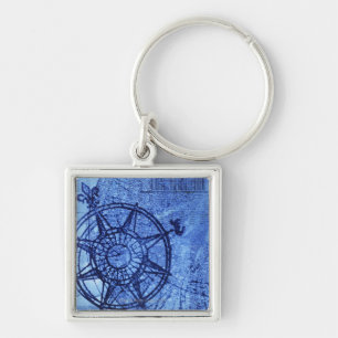 Antique compass rose keychain