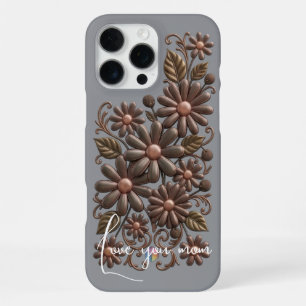 Antique Copper Floral Clipart - Vintage 3D Bronze iPhone 16 Pro Max Case