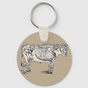 Antique Cow Skeleton Bones Fun Keychain