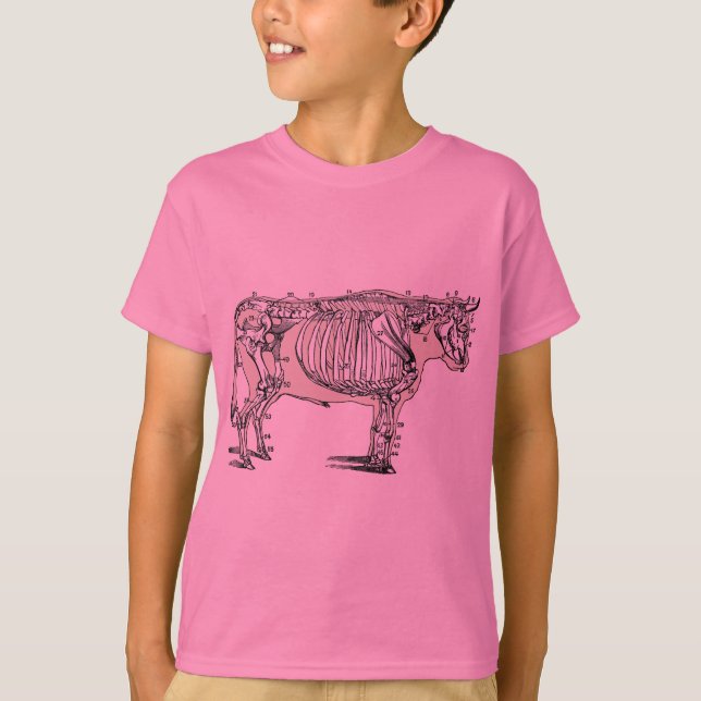 Antique Cow Skeleton Bones Fun T-Shirt (Front)
