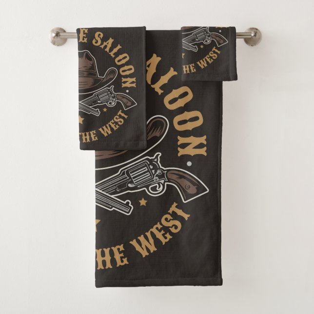 Antique Cowboy Guns ADD NAME Old Wild West Saloon  Bath Towel Set (Insitu)