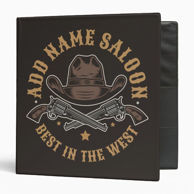 Antique Cowboy Guns ADD NAME Old Wild West Saloon  Binder (Front/Inside)