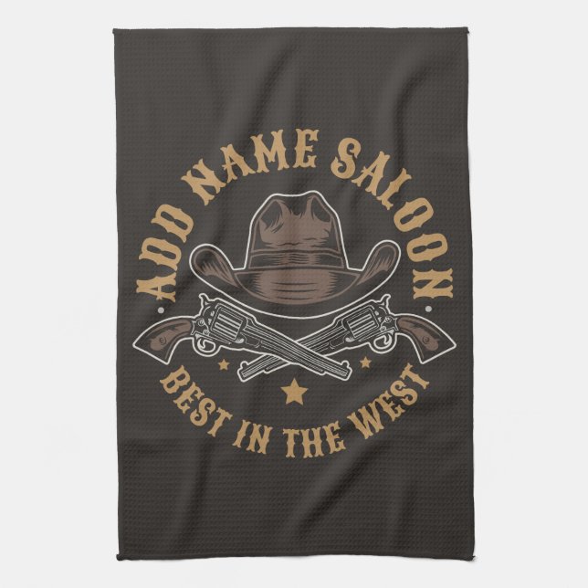 Antique Cowboy Guns ADD NAME Old Wild West Saloon  Kitchen Towel (Vertical)