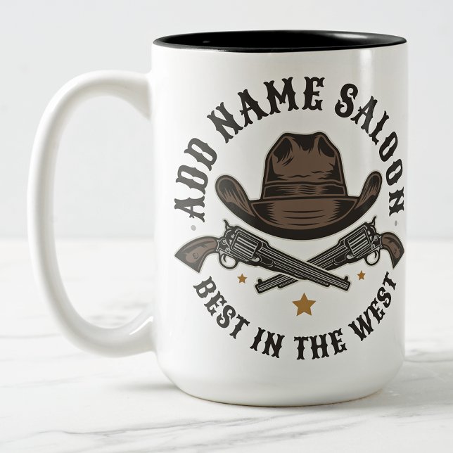 Antique Cowboy Guns ADD NAME Old Wild West Saloon  Two-Tone Coffee Mug (Creator Uploaded)