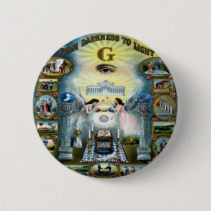 Antique Craft Freemasonry Masonic Hazen 2 Inch Round Button