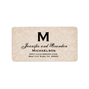 Antique Cream Wedding Monogram Personalized Label