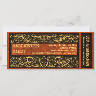 Antique Creepy Goth Halloween Party Ticket Invitation