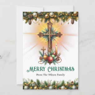 Antique Cross with Festive Accents, Christmas  Holiday Card