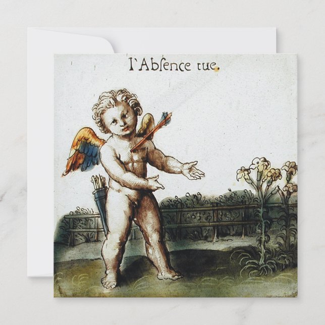 Antique Cupid Love Missing You Otto Van Veen Holiday Card (Front)