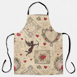 Antique Cupid Valentine Ornate Love Apron