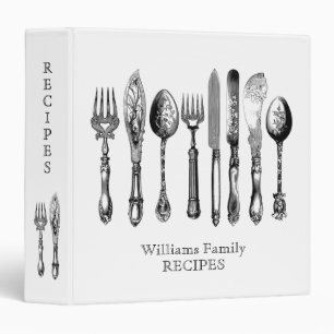 Antique Cutlery Personalized Recipe Book Binder