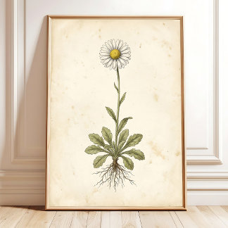 Antique Daisy Botanical Farmhouse Decor