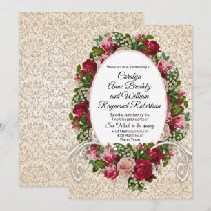 Antique Damask et Faire-part de mariage Rose