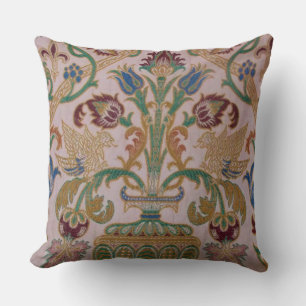 Antique Damask Fabric Throw Pillow